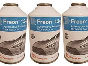 R-134a Refrigerant – 3-Pack (12oz Self-Sealing Cans) with Gauge, MVAC Use